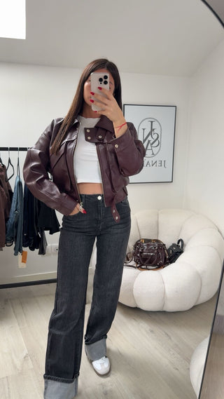 Jeans à revers gris foncé